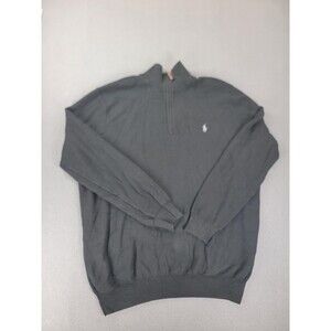 Polo Ralph Lauren Sweater Mens 2XLT Black Half Zip Pullover Pima Cotton Preppy